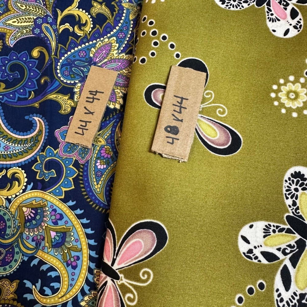 Henry Glass & Maywood Studio Cotton Fabric Lot Paisley Butterfly 2 Pieces